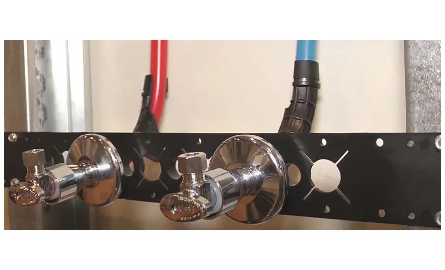 New stub-outs and angle stops landed after a repipe, from our Ladera Ranch guide: Navien Tankless Water Heater Installation