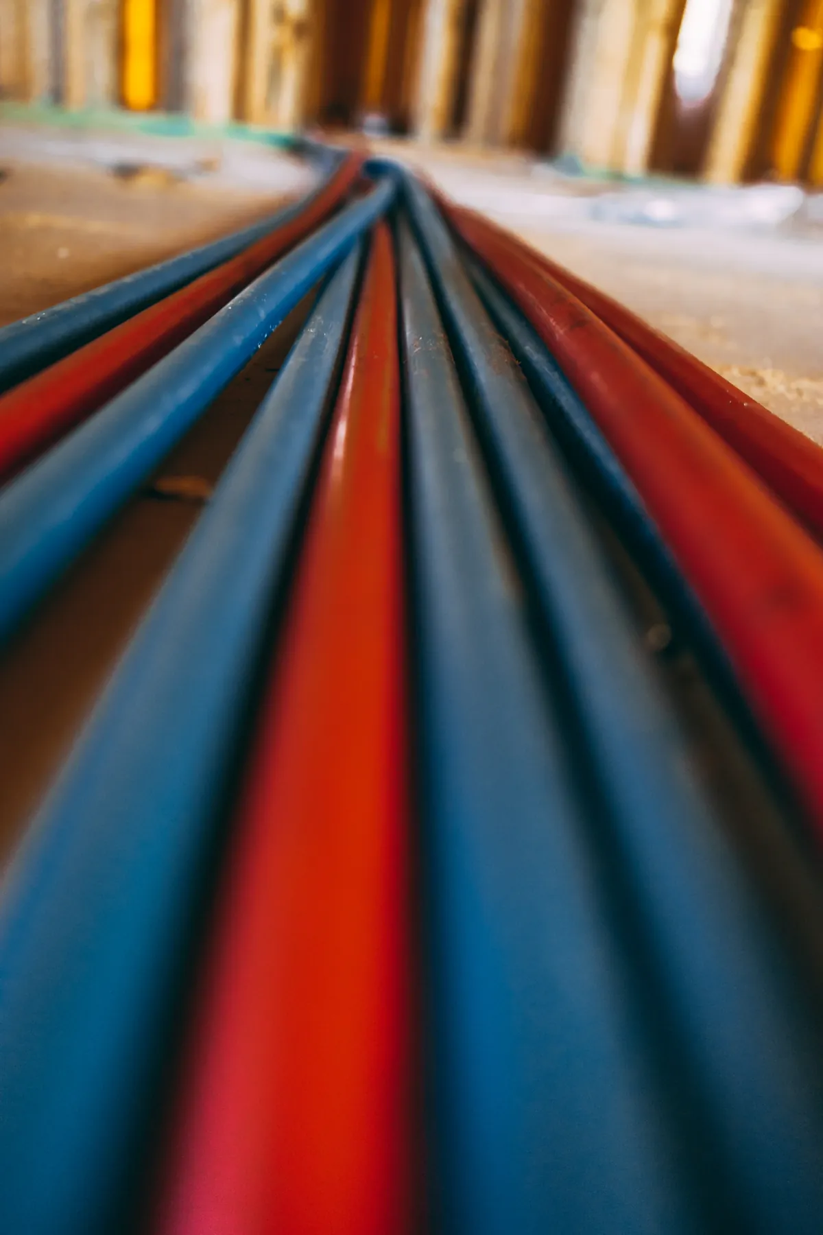 Coiled red and blue PEX tubing ready for a repipe – Refrigerator Water Line Leaks in Ladera Ranch Kitchens for Ladera Ranch, CA homes